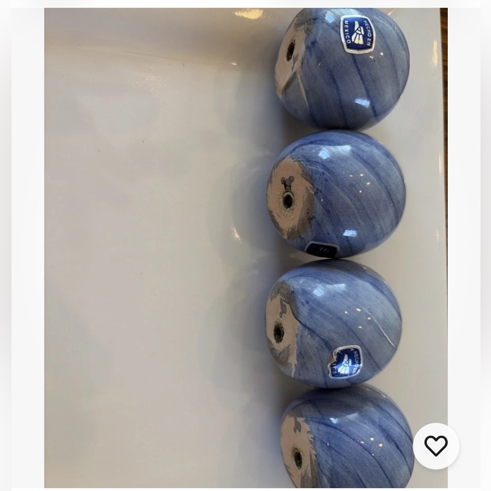 Mackenzie Childs Blue Swirled Majolica Ceramic Drawer Knobs - Set of 4 - Picture 2 of 3